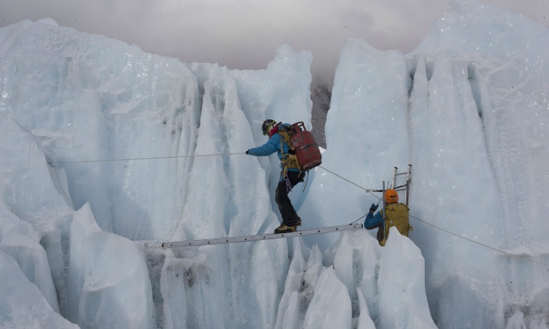 Sherpas training in Khumbu Icefall.