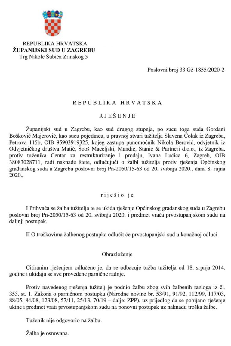 Tužbe protiv CERP-a i RH teške 6 milijardi kuna: Viši Županijski sud i ...