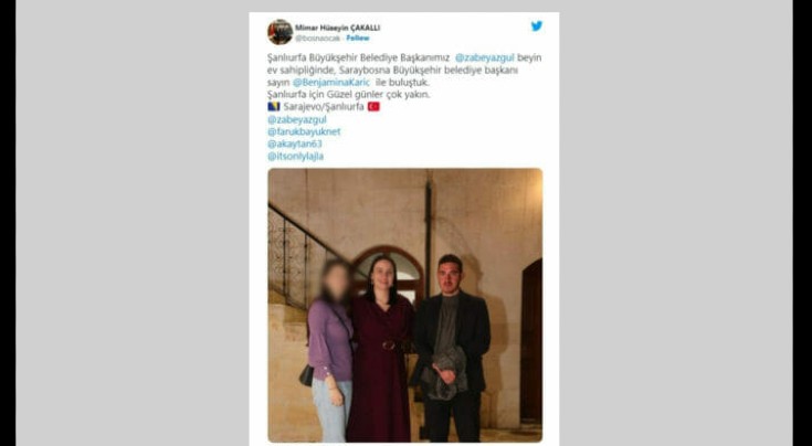 Objava Hüseyina Çakallija nakon susreta sa gradonačelnicom Sarajeva u Şanlıurfi. Çakalli je objavu 27. juna 2022. godine, nakon što je tekst objavljen, obrisao sa svog profila. Foto: Twitter, screenshot