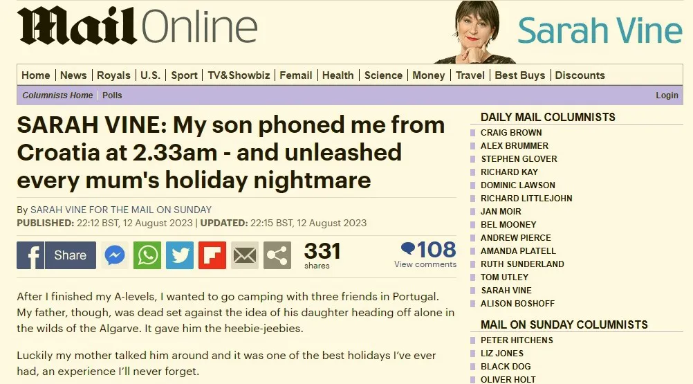 Britanska novinarka: Sin me nazvao u 02:33 i vrištao. Taksist u Hrvatskoj ga zarobio Sarah-vine-d-m-1.jpg