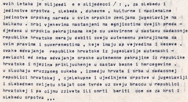 Letak kao „metak“ – program srpske pobune iz 1971. godine - Identitet